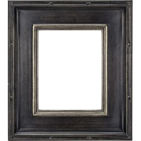 Museum Plein Aire Ornate Picture Frame - 11x14, Antique Black W/Silver Oil Painting Frames | Hand Leafed High-End Antique Style Frames | Open Back Frames with No Glass or Backing