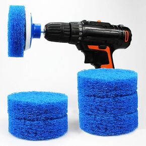 7 Piece Drill Brush Attachment Set - Power Scrub Pad Cleaning Kit – Power Scrubbing Drill Attachment - Cleaning Scouring Pads (Blue)