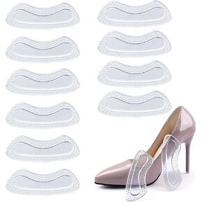 6 Pairs Silicone Clear Heel Grips,Clear Heel Pads for Shoes Heel Inserts Heel Cushion Pads for Women Self-Adhesive Soft Anti-Slip Prevent Slipping, Rubbing Slippage Grips for Loose Shoes