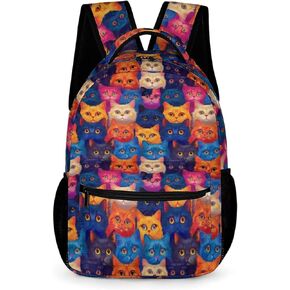 Cat Backpack for Girls Cat Backpack, Cute Colorful Kitten Cat Backpack for School, Kids Cute Backpack for Girls Teens, Elementary Kids School Backpack, 16.5 Inch