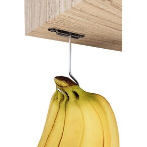 Banana Hooks 2 Pack Stainless Steel Banana Hangers Under Cabinet Storage Kitchen Items Foldable Screw Included to Keep Banana Fresh (2)