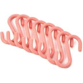 8Pcs Pink S S-Shaped Hooks, Plastic Clothes Hangers Multi-Purpose Storage Racks Portable Key Holders, Durable Hanging Hooks Bathroom Organizers Home Storage Hooks