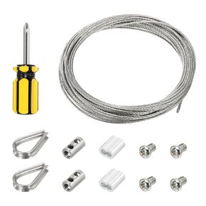 PATIKIL 1/16" Wire Rope Kit, PVC Coated Stainless Steel Cable with Aluminum Crimping Loop Thimble for Deck Railing, Lights, 20ft