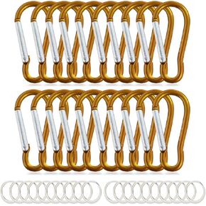 Carabiner Clip Keychain 1.81" Aluminum D-Ring Spring Loaded Gate Small Keychain Carabiners Clip Set for Outdoor Camping Mini Lock Hooks Total 40 Pcs Snap Link Durable Design Carabineer Assorted Color