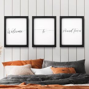 Set of 3 Framed Bedroom Wall Decor, Funny Wood Signs for Couples Bedroom Decor Modern Above Bed Wall Decor for Adults (Black, 11"x14")