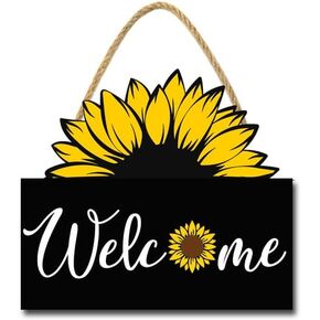 Sunflower Welcome Home Sign for Front Door,12" Sunflower Sign,Rustic Summer Door Hanger,Sunflower Sign for Front Porch Bedroom Living Room Indoor Outdoor Kitchen Home Decor