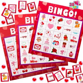 JOYIN Bingo Game Cards (5x5) – 28 Players for Kids Party Gift, School Classroom Love Supplies, Family Entertainment Activities