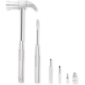 YOUMI 6 in 1 Multifunctional Floral Hammer & Screwdriver Tool Set Claw Hammer with Slotted/Flat Head Phillips Screwdriver Nail Puller Best Christmas Thanksgiving Halloween Gift for Her(Pink)