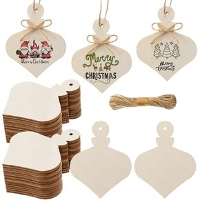 72 Pcs Wooden Gingerbread Man Ornaments Crafts Unfinished Christmas Wood Tags with Ropes Natural Blank Wooden Gingerbread Man shapes Cutouts for DIY Crafts Christmas Party Decor, 3.1 x 4 Inch