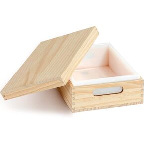 Silicone Soap Molds, 2200ml 77oz Long-Deep Silicone Soap Mold with Wooden Box and Lid DIY Handmade Soap Making Tools