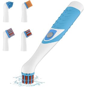 Electric Cleaning Brush, Electric Grout Brush with 4 in 1 Multiple Brush Heads, Indoor Household Cordless Motorized Brush for Grout Corner Bathroom Toilet Kitchen Tile Crevice(Pink)