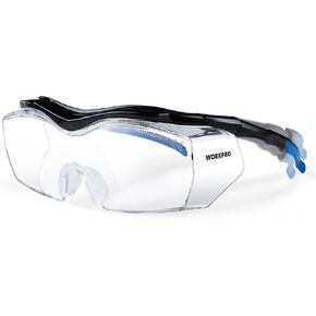 WORKPRO Safety Glasses, z87 Safety Goggles with Adjustable Temples, Lab Goggles with Anti Fog Coating