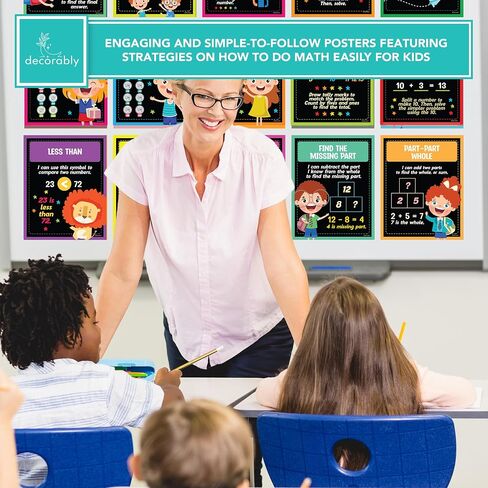 20 First Grade Math Posters - 11x14in Kindergarten Math Posters, Elementary Math Posters, Boho Math Posters for Elementary School, Boho Math Posters for Classroom, Math Posters for Kindergarten in Kuwait