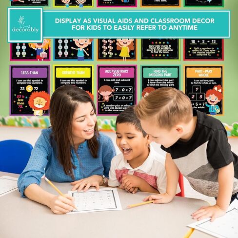 20 First Grade Math Posters - 11x14in Kindergarten Math Posters, Elementary Math Posters, Boho Math Posters for Elementary School, Boho Math Posters for Classroom, Math Posters for Kindergarten in Kuwait