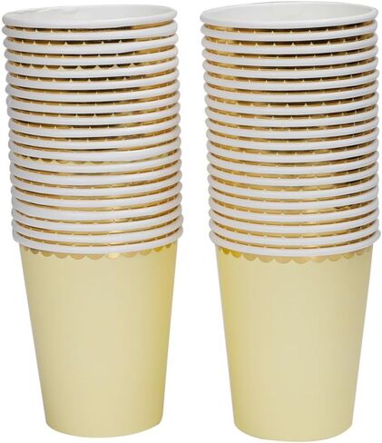 Pink Gold Paper Cups with Metallic Gold Border Disposable Paper Cups 9oz for Wedding,Party and Cocktail,40 pcs in Saudi Arabia