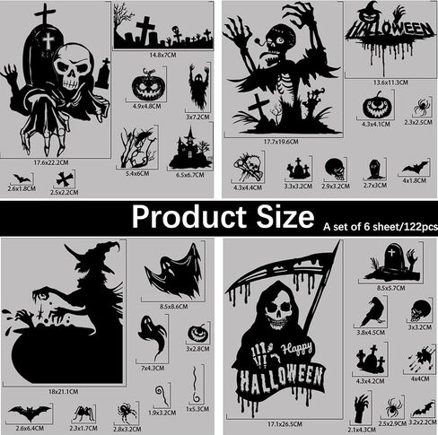 Halloween Windows Clings for Halloween Decoration, Garlvaso Double Side Halloween Window Stickers Set Halloween Decor, Removable Window Decals for Halloween Party Decorations (122) in Saudi Arabia