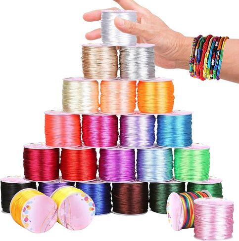2 Rolls x 109 Yards Nylon Satin String – 1.5mm Black Nylon Cord and White Nylon Cord for Braided Bracelets Silky Beading String for Kumihimo Macrame Keychains Jewelry Making Crafts and Sewing Projects in Saudi Arabia