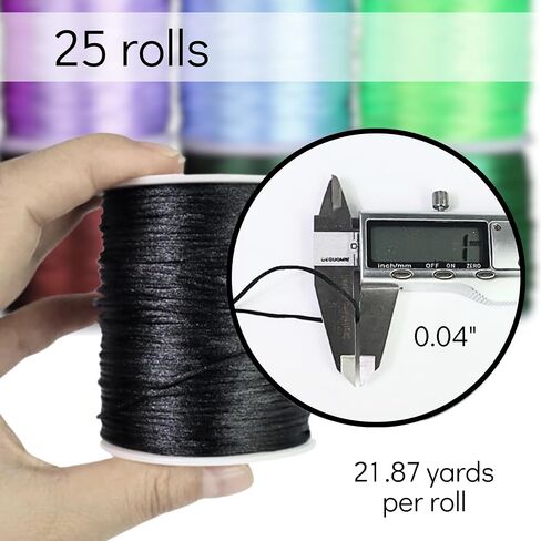 2 Rolls x 109 Yards Nylon Satin String – 1.5mm Black Nylon Cord and White Nylon Cord for Braided Bracelets Silky Beading String for Kumihimo Macrame Keychains Jewelry Making Crafts and Sewing Projects in Saudi Arabia