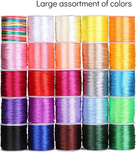 2 Rolls x 109 Yards Nylon Satin String – 1.5mm Black Nylon Cord and White Nylon Cord for Braided Bracelets Silky Beading String for Kumihimo Macrame Keychains Jewelry Making Crafts and Sewing Projects in Saudi Arabia