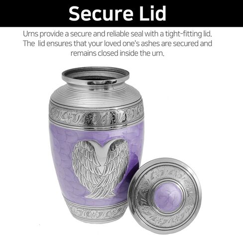 LETUSTO Cremation Urn for Human Ashes for Adults, Funeral Burial Handcrafted Decorative Urns with Velvet Bag for Easy Preservation and Portability (Angel Wing-White) in Kuwait