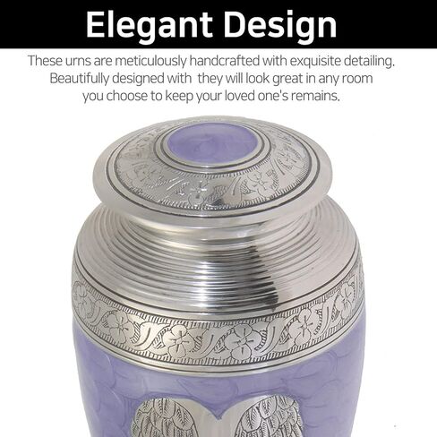 LETUSTO Cremation Urn for Human Ashes for Adults, Funeral Burial Handcrafted Decorative Urns with Velvet Bag for Easy Preservation and Portability (Angel Wing-White) in Kuwait
