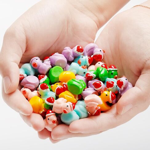 X Hot Popcorn 100 قطعة من البط الراتنج الصغير، بط صغير لعيد الميلاد، أشكال بطة صغيرة، زخارف البط الصفراء المصغرة للحرف اليدوية، تزيين بيت الدمى وسطح المكتب in Kuwait