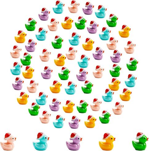 X Hot Popcorn 100 قطعة من البط الراتنج الصغير، بط صغير لعيد الميلاد، أشكال بطة صغيرة، زخارف البط الصفراء المصغرة للحرف اليدوية، تزيين بيت الدمى وسطح المكتب in Kuwait