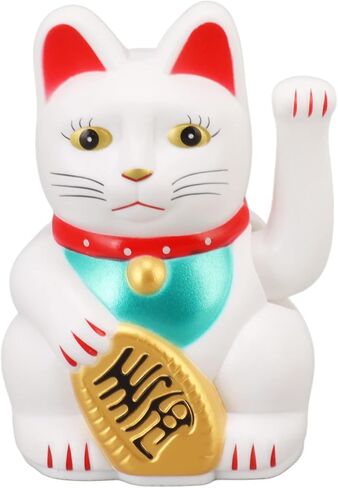 4 Inch Lucky Fortune Cat Maneki Neko, Lucky Cat Decor Hand Waving Welcoming Cat for Home Desk Ornament Gift Giving, Feng Shui Business Ornament Home Decor (White) in Saudi Arabia