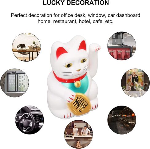 4 Inch Lucky Fortune Cat Maneki Neko, Lucky Cat Decor Hand Waving Welcoming Cat for Home Desk Ornament Gift Giving, Feng Shui Business Ornament Home Decor (White) in Saudi Arabia