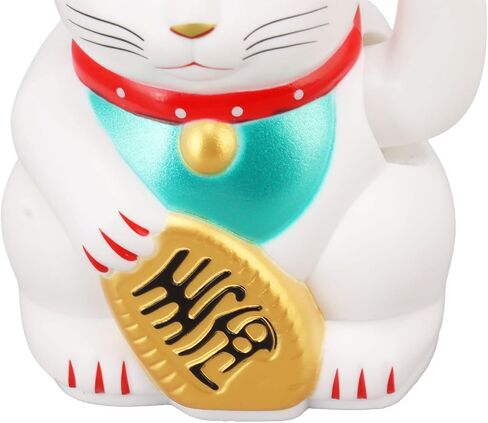 4 Inch Lucky Fortune Cat Maneki Neko, Lucky Cat Decor Hand Waving Welcoming Cat for Home Desk Ornament Gift Giving, Feng Shui Business Ornament Home Decor (White) in Saudi Arabia