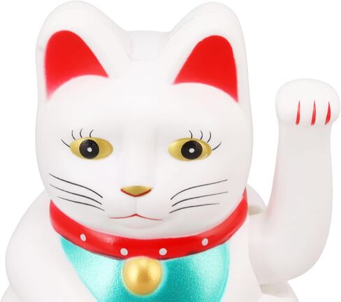 4 Inch Lucky Fortune Cat Maneki Neko, Lucky Cat Decor Hand Waving Welcoming Cat for Home Desk Ornament Gift Giving, Feng Shui Business Ornament Home Decor (White) in Saudi Arabia
