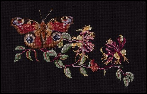 Thea Gouverneur - Counted Cross Stitch Kit - Butterfly-Nasturtium - Aida Black - 18 Count - for Adults - 437.05 in Saudi Arabia