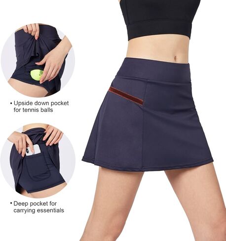 POSHDIVAH Women's Athletic Skirts with Built-in Shorts Skorts for Tennis Golf Running Workout and Casual in Saudi Arabia