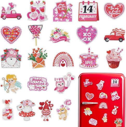 UPINS St Patrick Diamond Art Painting Magnets, 22Pcs Refrigerator Magnets Diamond Art Painting Kits St Patrick Magnets Sticker Diamond Art Craft Kits for Fridge Whiteboards Car Mailbox Decor in Saudi Arabia