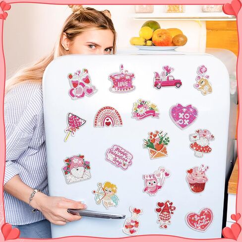 UPINS St Patrick Diamond Art Painting Magnets, 22Pcs Refrigerator Magnets Diamond Art Painting Kits St Patrick Magnets Sticker Diamond Art Craft Kits for Fridge Whiteboards Car Mailbox Decor in Saudi Arabia