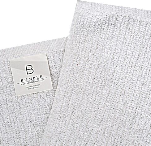 Bumble Deluxe Bar Towels | 16" x 19" Premium Bar Mop for Kitchen | Super Absorbent Kitchen Towels | 100% Cotton Heavy Weight 2-ply Yarn| Ribbed Weave (12 Pack) (White) in Kuwait