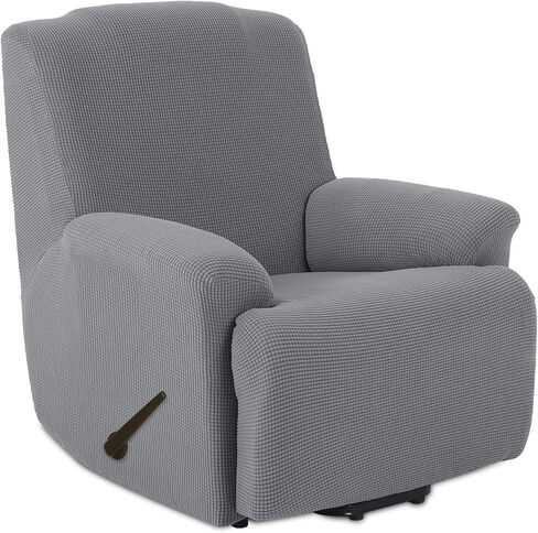 TIANSHU Stretch Recliner Chair Cover, Recliner Cover wiht Jacquard Fabric, Chair Covers for Reclining Chair, 1 Piece Furniture Cover Protector for Recliner Slipcover with Pocket (Light Gray) in Saudi Arabia