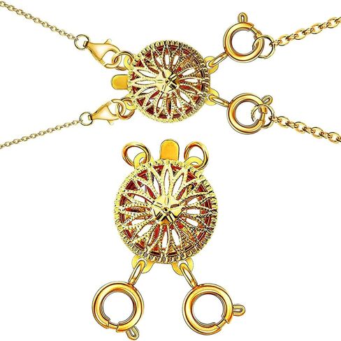 مشابك قلادة بطبقات من الذهب عيار 14 قيراط من MUNAN، ومحول قفل قفل المجوهرات وموسع سلسلة لقلائد وأساور متعددة خالية من التشابك in Kuwait