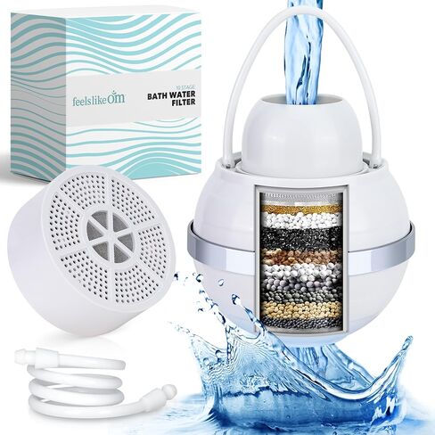 Advanced Bath Water Filter - 10-Stage Filtration| BPA-Free | Easy Install | Bath Filter for Tub - Bath Ball Filter Reduces Chlorine & Heavy Metals, Balances pH, Infuses Vitamin C in Saudi Arabia