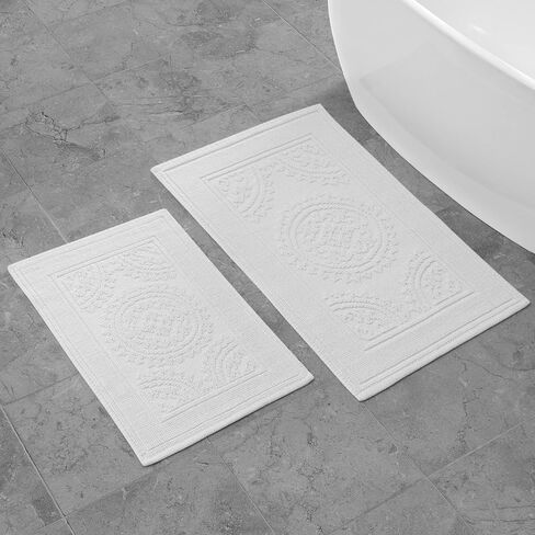 Jean Pierre New York Cotton StoneWash Medallion 17x24/20x32 in. 2-Piece Bath Rug Set, White in Saudi Arabia