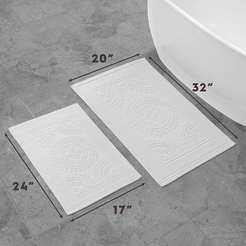 Jean Pierre New York Cotton StoneWash Medallion 17x24/20x32 in. 2-Piece Bath Rug Set, White in Saudi Arabia