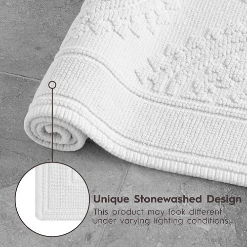 Jean Pierre New York Cotton StoneWash Medallion 17x24/20x32 in. 2-Piece Bath Rug Set, White in Saudi Arabia