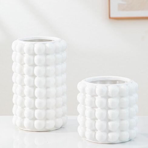 White Ceramic Vase Nordic Minimalist Style Decor for Countertop Center Dresser Kitchen Living Room Home Decor White Matte Abstract Vase (White 666) in Saudi Arabia