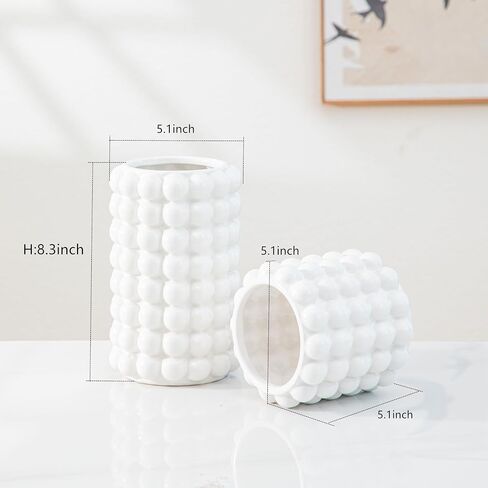 White Ceramic Vase Nordic Minimalist Style Decor for Countertop Center Dresser Kitchen Living Room Home Decor White Matte Abstract Vase (White 666) in Saudi Arabia