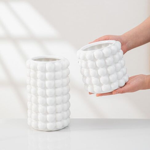 White Ceramic Vase Nordic Minimalist Style Decor for Countertop Center Dresser Kitchen Living Room Home Decor White Matte Abstract Vase (White 666) in Saudi Arabia