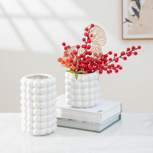 White Ceramic Vase Nordic Minimalist Style Decor for Countertop Center Dresser Kitchen Living Room Home Decor White Matte Abstract Vase (White 666) in Saudi Arabia