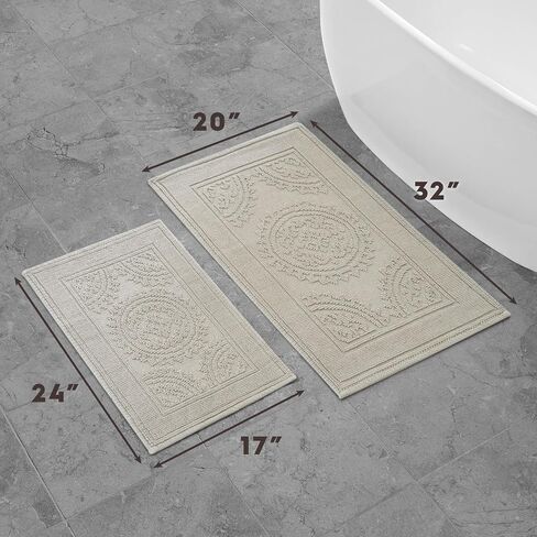 Jean Pierre New York Cotton StoneWash Medallion 17x24/20x32 in. 2-Piece Bath Rug Set, White in Saudi Arabia