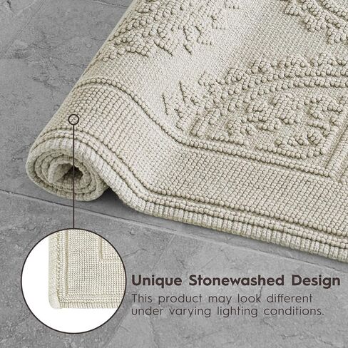 Jean Pierre New York Cotton StoneWash Medallion 17x24/20x32 in. 2-Piece Bath Rug Set, White in Saudi Arabia