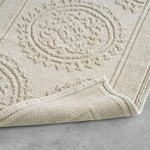 Jean Pierre New York Cotton StoneWash Medallion 17x24/20x32 in. 2-Piece Bath Rug Set, White in Saudi Arabia
