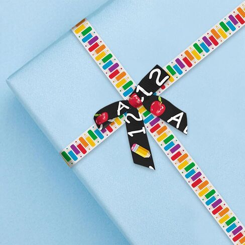 4 Rolls 20 Yards Back to School Ribbons, First Day of School Grosgrain Ribbons Welcome Back 3/8" Ribbons School Rock Ribbons Book Apple Gift Wrapping Ribbons for Teacher Kindergarten Party Supplies in Kuwait